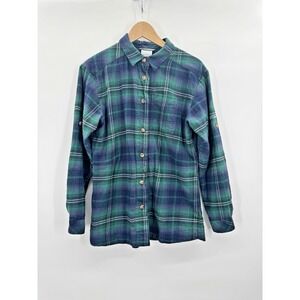 Columbia Womens Medium Top Plaid Flannel Button Down Shirt Outdoor Preppy Gorp